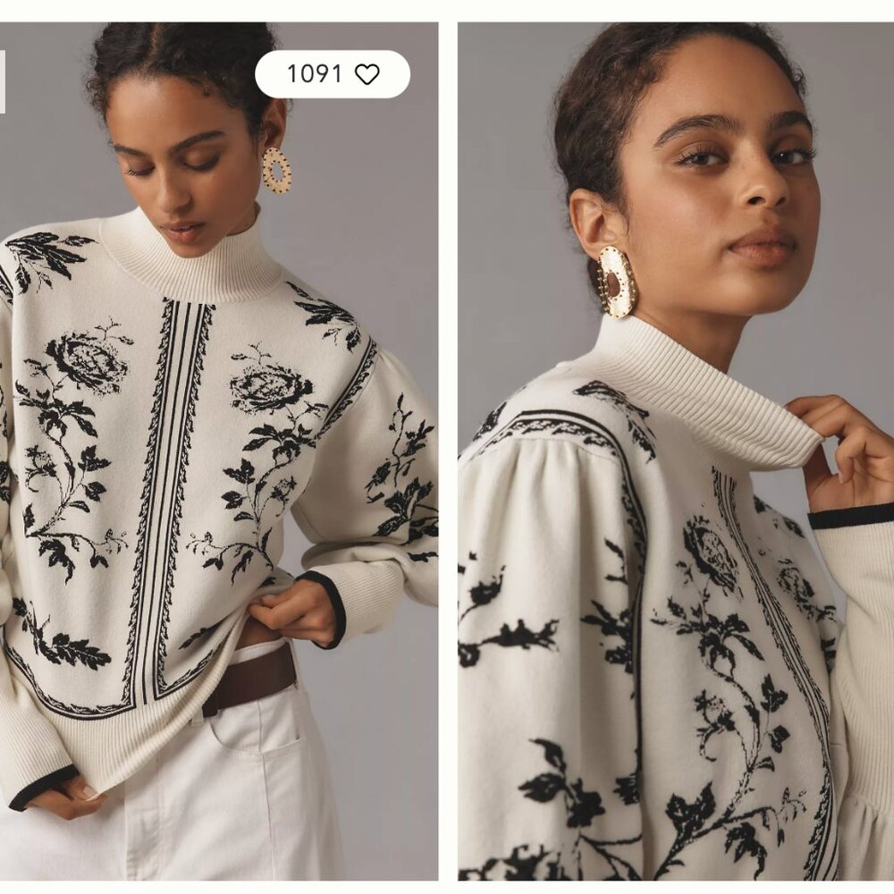 *SOLD* NWT By Anthropologie Ballon-Sleeve Turtleneck Sweater  Size L NWT - Picture 2 of 6